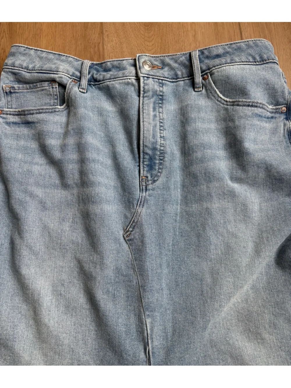 Express Light Blue Patchwork Denim Long Skirt Size 12 Coastal Cowgirl